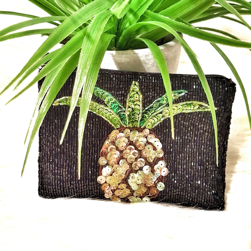 Bead & Sequin Pineapple Wristlet